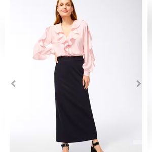 Black Label by Chico’s pull-on ponte pencil maxi skirt in black. Size M